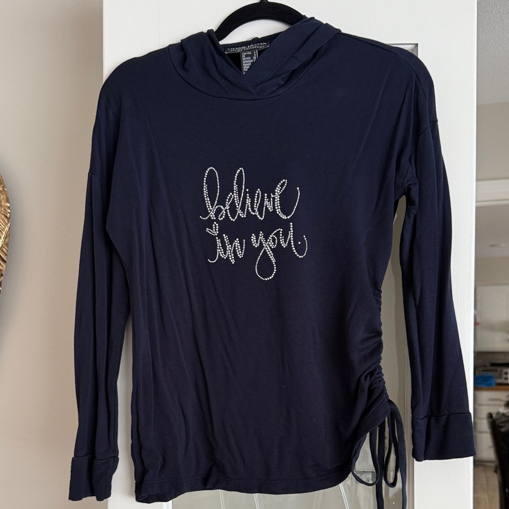 Frank Lyman size 4 Navy Hoodie Top
